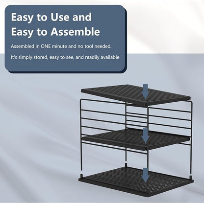 Pantry Organizer- Divided Compartment Holder for Aluminum Foil, Wraps & Baggie Boxes, Upgraded Shelf Storage