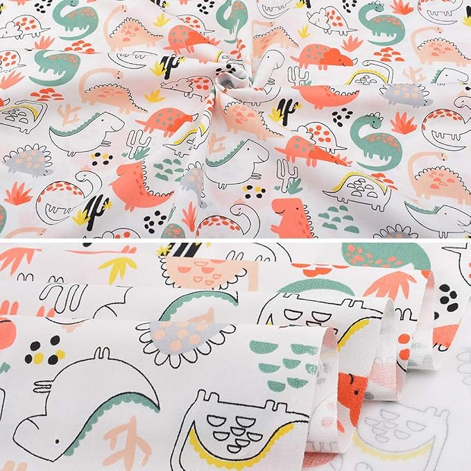 Fabric, 8 pcs/lot Fat Quarter Fabric Bundles 100% Cotton 19.69'' x 19.69''(50 x 50cm) Quilting Cotton Pre-Cut Squares Sheets for Patchwork Sewing Quilting Crafting, Dinosaur Pattern.