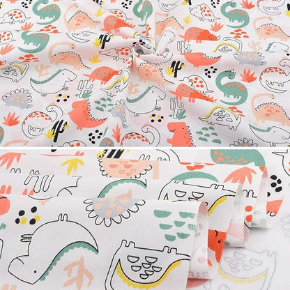 Fabric, 8 pcs/lot Fat Quarter Fabric Bundles 100% Cotton 19.69'' x 19.69''(50 x 50cm) Quilting Cotton Pre-Cut Squares Sheets for Patchwork Sewing Quilting Crafting, Dinosaur Pattern.