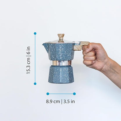 GROSCHE Milano Moka Pot - Stovetop Coffee Maker and Percolator for Espresso - 3 Cup, Indigo