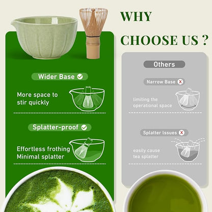 Renmxj Matcha Whisk Set,7 PCS Ceramic Matcha Kit Includes Matcha Bowl with Spout, Matcha Whisk and Holder, Bamboo Scoop, Stainless Sifter, Tea Towel, Unique Gift for Matcha Lovers (Pink)