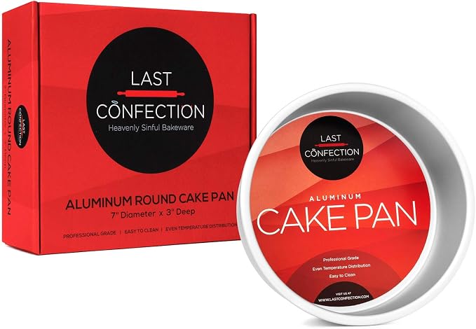 Last Confection 7" x 3" Round Cake Pan, Anodized Aluminum Cake Pan Baking Tin Mold, Professional Bakeware