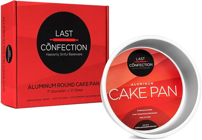 Last Confection 7" x 3" Round Cake Pan, Anodized Aluminum Cake Pan Baking Tin Mold, Professional Bakeware
