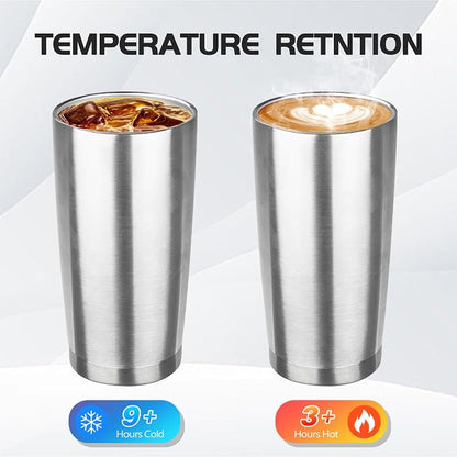 StarSpeed 20oz Tumbler Bulk with Lid, Stainless Steel Insulated Tumblers Double Wall Vacuum Insulated Travel Mug, Powder Coated Coffee Cups for Hot and Cold Drinks(Silver,6)