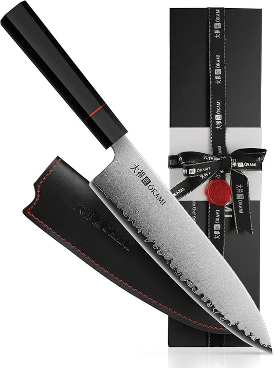 Chef Knife 8 Inch - Hand Forged Kitchen Knife with 67-Layer Japanese Damascus Steel, AUS-10 Core & G10 Handle - Ultra Sharp, Perfectly Balanced Gyuto Knife for Home Chefs and Professionals