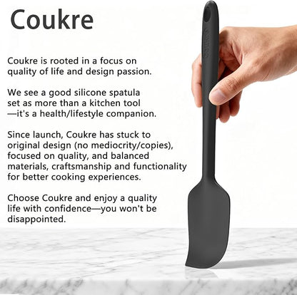 Coukre Silicone Spatula Set of 5,High Temperature Resistant, Food Grade Silicone, Dishwasher Safe, for Baking, Cooking (Pure Aqua Green)