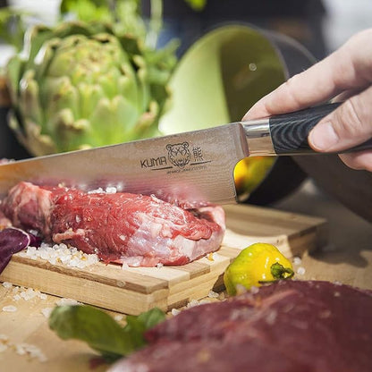 KUMA Professional Damascus Steel Knife8 inch Chef Knife with Hardened Japanese Carbon Steel - Stain & Corrosion Resistant Blade - Balanced Ergonomic Handle & Sheath – Safe, Easy Meal Prep - 5 Pack