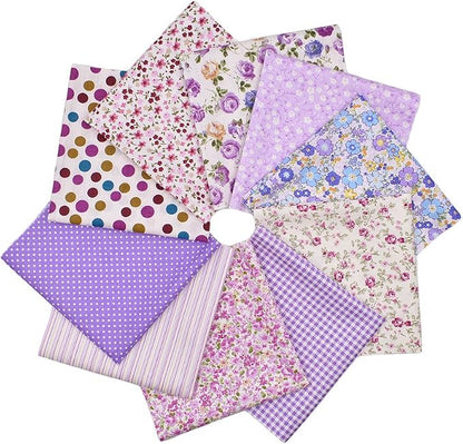 10pcs 12 x 12 inches (30cmx30cm) Print Purple Series Fabric Bundle Squares Patchwork DIY Sewing Scrapbooking Quilting Pattern Artcraft