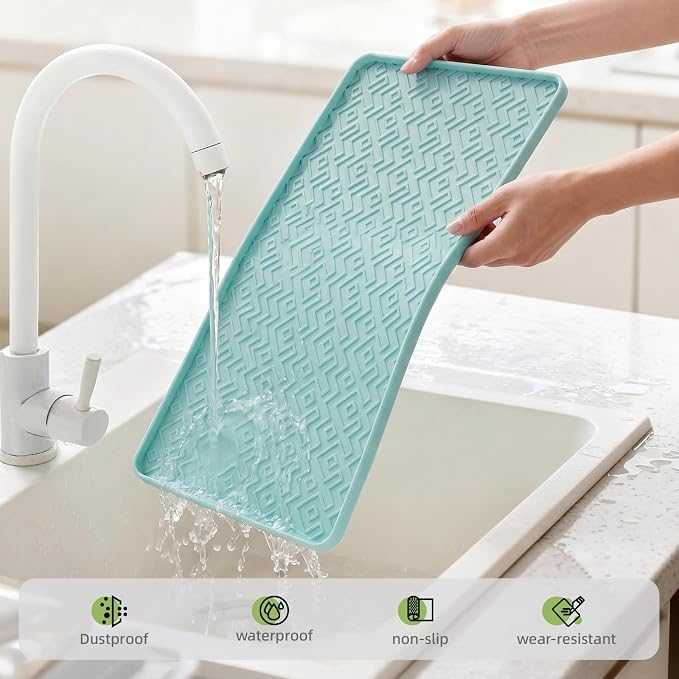 Silicone Coffee Mat 19" x 12", Waterproof Coffee Bar Mat, Spill-Proof Coffee Maker Mat for Kitchen Counter, Non-Slip Coffee Machine Mat, Durable Counter Protector
