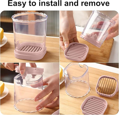 Fruit Slicer Cup: Strawberry Slicer, Strawberries Cutter Cup, Speed Cutter for Banana Grape Egg Kitchen Portable Slicing Tool(Pink)