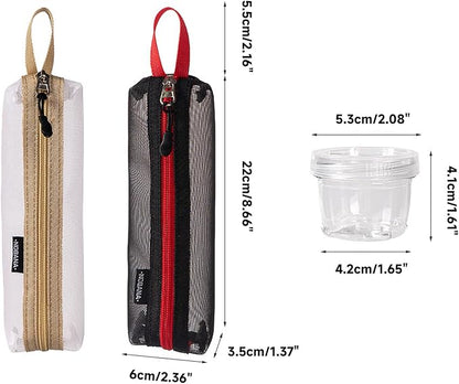 Muloo Camping Spice Kits, Travel Spice Container Bag with 5 Clear Seasoning Bottles Outdoor Spice Jar Kits, Spice Containers, Black