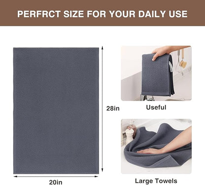 Homaxy 100% Cotton Oversized Waffle Weave Kitchen Dish Towels, Ultra Soft Absorbent Quick Drying Cleaning Towel, 20 x 28 Inches, 4-Pack, Dark Grey