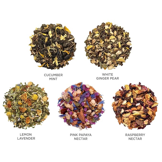 Tea Forte Premium Presentation Box Gift Set Sampler, 20 Count, Assorted Blends Individually Wrapped Handcrafted Pyramid Infuser Bags, Mariposa Tea