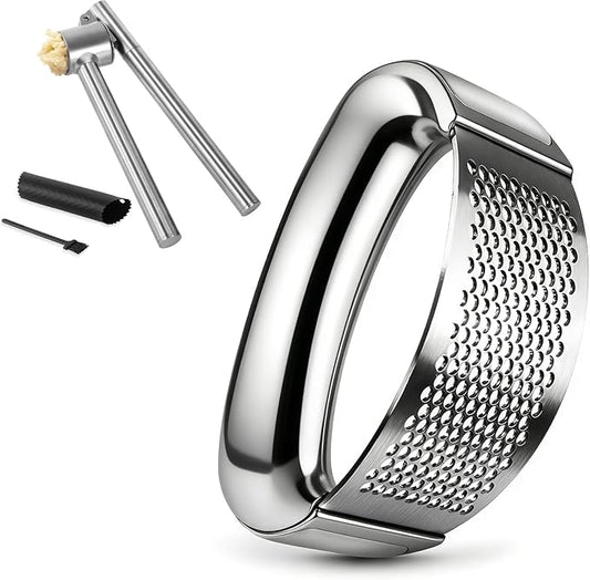 Garlic Press Mincer, Garlic Presses Dishwasher Safe Garlic Mincer, Durable Garlic Crusher with Peeler, Brush, Easy to Clean & Squeeze, Kitchen Essential Gadgets Tool for Garlic, Ginger, Spices