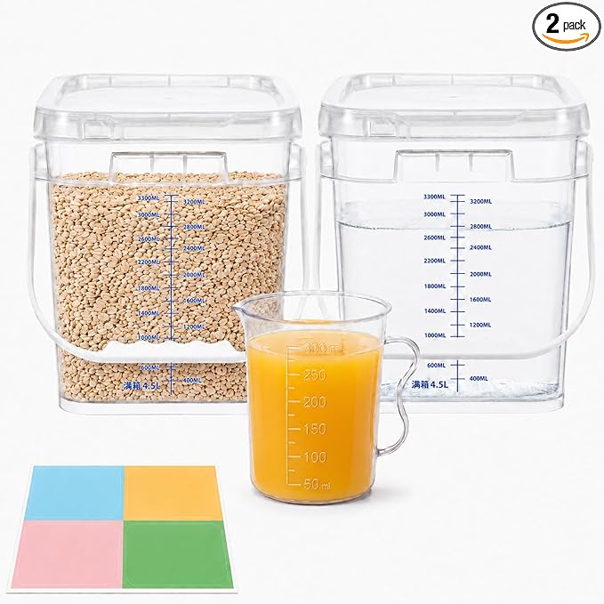 METAPACK 2 Pack 1 Gallon Food Grade Square Bucket with Easy-Open Lids, Food Storage Container & Handle, BPA-Free Plastic Clear Pantry Storage for Cereal, Rice, Flour, Kitchen Organization