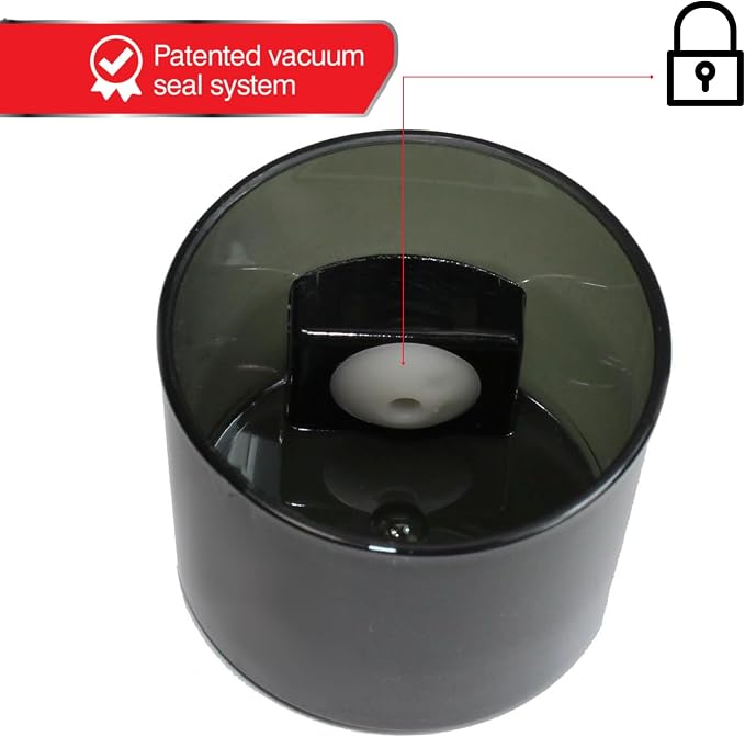 Vitavac 5 to 20 Gram Airtight Storage Container - Patented Vacuum Seal, Storage for Coffee, Grounds, Herbs, Spices, Dry Goods - Small Portable Container - Black Pearl