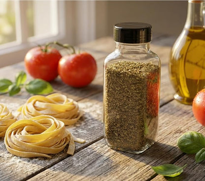JARMING COLLECTIONS 16oz Glass French Square Spice Shakers with Lids – Large Seasoning Containers for Kitchen, Pantry, Herbs & Spices - Enhance Your Spice Storage – Made in USA