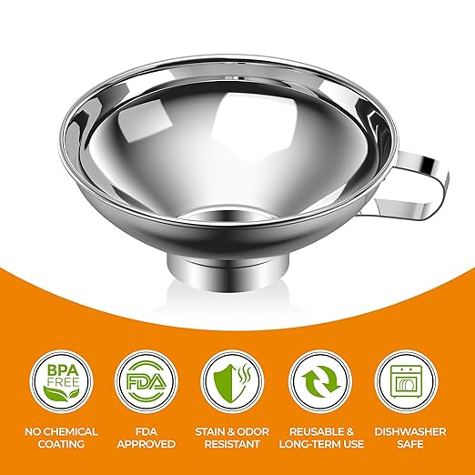 Pisol Canning Funnel for Kitchen Use, Wide Mouth Food Grade Stainless Steel Funnel for Wide and Regular Mouth Mason Jar, Deal for Filling Bottle, Liquid and Solid