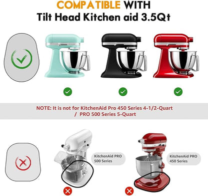 Bamboo Mixer Slider Mat for Tilt Head Kitchen Aid 4.5-5 Qt Stand Mixer, Appliance sliding mat for kitchenaid Artisan 4.5-5 Qt, Kitchen Countertop Storage Mixer Moving Tray Attachments White