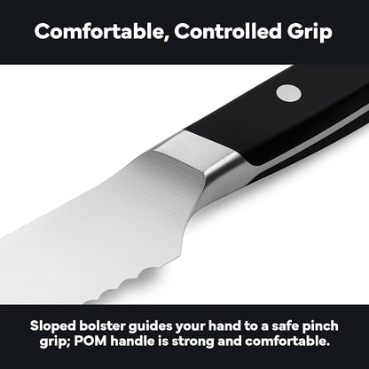 Misen Serrated Bread Knife - High-Carbon Japanese AUS8 Steel - Perfect for Soft Foods, Bread, Pastries, and Fruits - Verstatile Slicer, Razor-Sharp Edge, Durable Blade, Ergonomic Handle - 8", Black