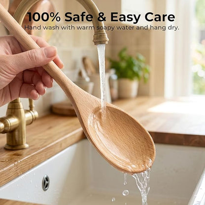 HANSGO 3PCS Wooden Spoons for Cooking, 12 Inch Long Handle Mixing Spoons for Baking, Tasting, Stirring Food, Hot Soups, Large Wooden Utensils for Nonstick Cookwares, Thoughtful Kitchen Gifts