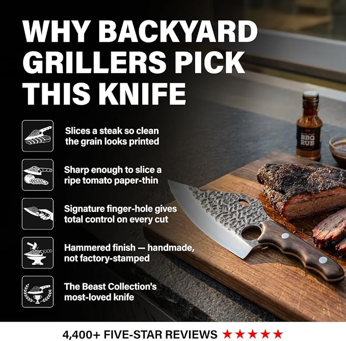 COOLINA Gator Butcher Knife – Hand-Forged High-Carbon Steel, 7.6 Inch, for Meat Processing, Hunting & Outdoor Cooking
