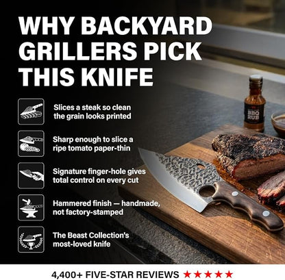 COOLINA Gator Butcher Knife – Hand-Forged High-Carbon Steel, 7.6 Inch, for Meat Processing, Hunting & Outdoor Cooking