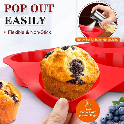 Walfos Silicone Muffin Pan - Set of 3, Including 24 Mini, 12 Regular & 6 Jumbo Muffin Pans, Easy Pop Out, BPA Free, Dishwasher Safe