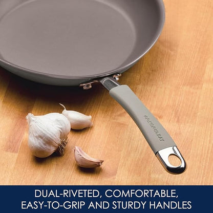 Rachael Ray Cucina Nonstick Cookware, Sea Salt Gray Pots and Pans Set, 12-Piece