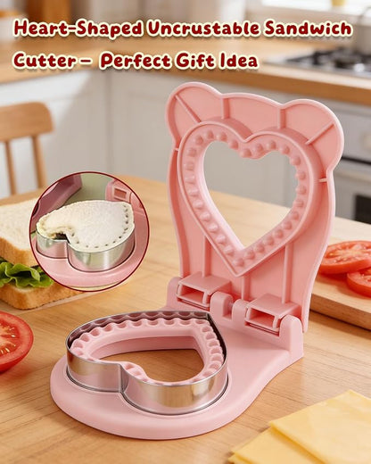 CHICHAUS Uncrustable Sandwich Maker,Sandwiches Pocket Circle Shape 3.7Inch Sandwich Cutter and Sealer,Sandwich Cutter for Kids Breakfast and lunchboxes (Heart Pink)