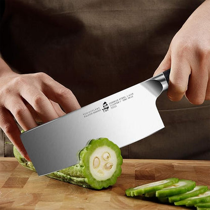 TUO Meat Cleaver Knife, 7 Inch Chopping Knife for Poultry & Vegetable, High Carbon German Stainless Steel, Ergonomic Pakkwood Handle with Gift Box - Falcon Series
