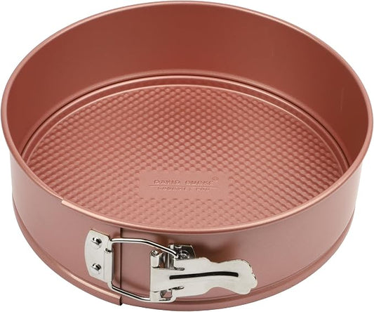 David Burke 9" Springform Pan – Carbon Steel Cheesecake Mold with Removable Bottom, Oven Safe, PFTE & PFOA Free – Rose Gold