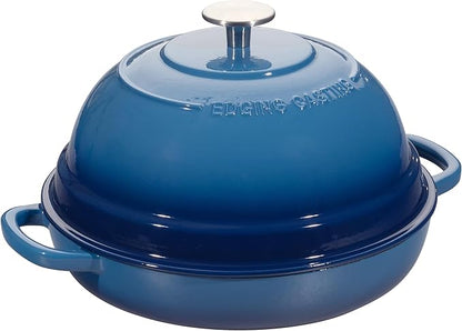 EDGING CASTING Enameled Cast Iron Dutch Oven Pot with Lid, Round Bread Oven for Homemade Sourdough Bread Baking, 6 Quart, Lake Blue