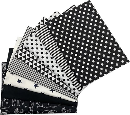 aufodata 8 Pieces 19.6" x 19.6" (50cm x 50cm) Cotton Fabric Squares Quilting Patchwork Floral Pattern Precut Fabric for DIY Quilting Sewing Crafting Artcraft (Black)