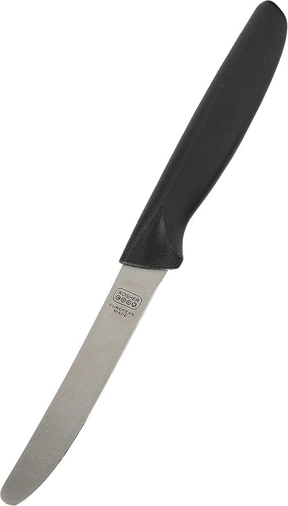 The Kosher Cook Black Kitchen Knife – 4.5” Steak and Vegetable Knife - Razor Sharp Curved Tip, Straight Edge - Color Coded Kitchen Tools