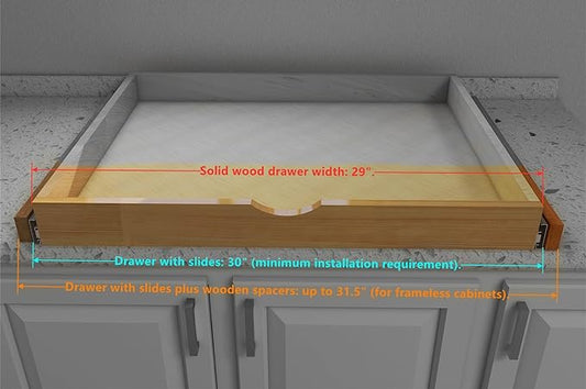 Elysian Under Desk Drawers 30" W × 21" D Add-on Drawers for Under Desk or Cabinet, Multipurpose Drawer Storage for Office Supplies, Smooth Pull Out Cabinet Organizer
