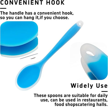 4Pcs Silicone Cooking Spoon, Heat-Resistant Nonstick Silicone Spoon for Stirring, Mixing, Cooking, Baking and Daily Use(Blue)