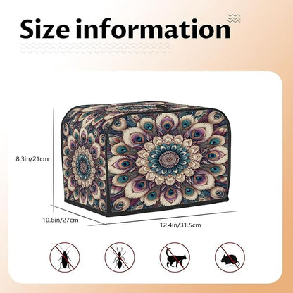 4 Slice Abstract Ethnic Mandala Toaster Cover Waterproof Dust Fingerprint Bread Machine Cover Washable Kitchen Appliance Protector For Home Kitchen Bakeware Table Decor Women Gifts