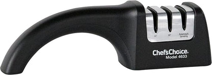 Chef'sChoice Professional Manual Knife Sharpeners AngleSelect for 15- and 20-Degree Straight-Edge and Serrated Knives with Diamond Abrasives Precise Angle Control & Compact Footprint, 2-Stage, Black