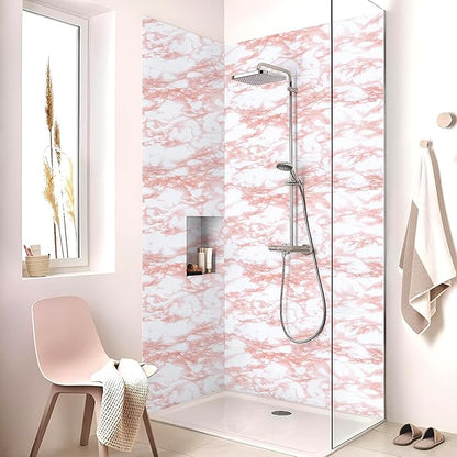 practicalWs White/Pink Marble Contact Paper Granite Peel and Stick Countertops Self-Adhesive Wallpaper Cabinets Drawer Shelf Wall Crafts Wall Paper Decorations 17.7 in x 393.7 in