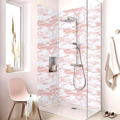 practicalWs White/Pink Marble Contact Paper Granite Peel and Stick Countertops Self-Adhesive Wallpaper Cabinets Drawer Shelf Wall Crafts Wall Paper Decorations 17.7 in x 196.8 in