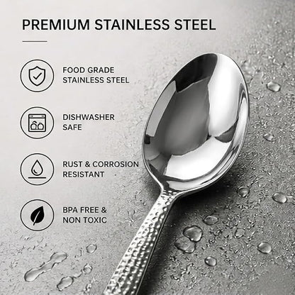 CREATIVECHEF Kunz Plating Spoon 9 Inch, 18/10 Stainless Steel Titanium Coating, Professional Basting & Saucing Spoon for Chef, Food Grade, Silver