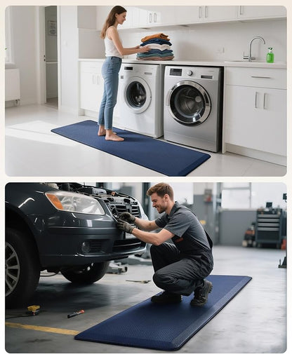 Ophanie Kitchen Mats for Floor, 3/4 Inch Thick Kitchen Rugs, 20'' x 60'' Anti Fatigue Standing Cushioned Mat, Waterproof,Comfort Ergonomic Mat for Office, Home, Sink,Blue Non-Slip Bottom