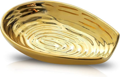 Hasense Spoon Rest for Stove Top, Ceramic Gold Spoon Holder for Kitchen Counter, Large Stable Heat-resistant Utensil Rest for Cooking Spatula Ladles and Tongs, Housewarming Gift, Home Kitchen Decor