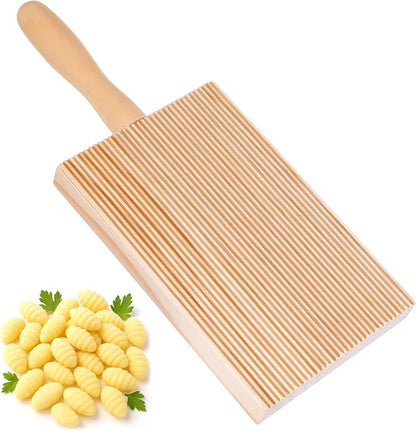 Gnocchi Board and Gnocchi Pasta Maker Wooden Pasta Rolling Board with Roller Paddle Authentic Shaper Tools for Lovers