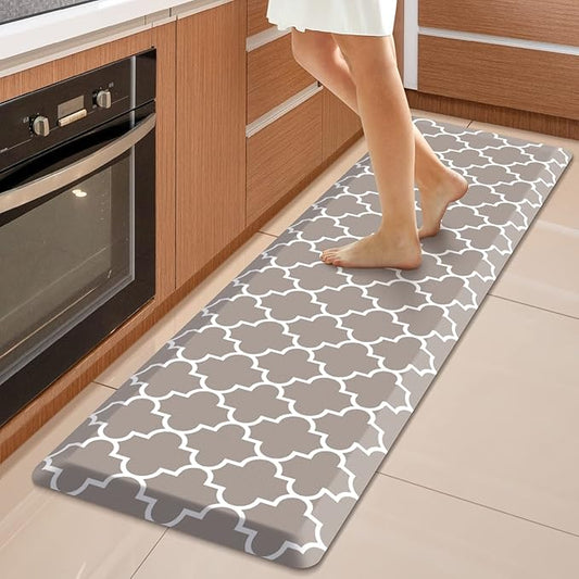 WISELIFE Kitchen Runner Rugs Anti-Fatigue mats - 4/5 Inch Non Slip Waterproof Ergonomic Comfort Mat for Kitchen, Floor Home, Office, Sink, Laundry (17.3"x 60",Khaki)