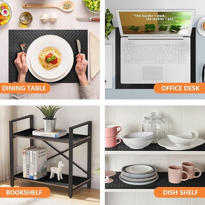 Shelf Liners for Kitchen Cabinets Refrigerator Liners Waterproof & Oil-Proof Kitchen Cupboard Liner Non-Slip Drawer Mats EVA Material Non Adhesive Fridge Liner for Shelves - Black 11.8 x 236.2 Inches