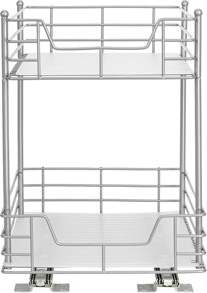 Household Essentials Brushed Steel Two-Tier Pull-Out Pantry Organizer