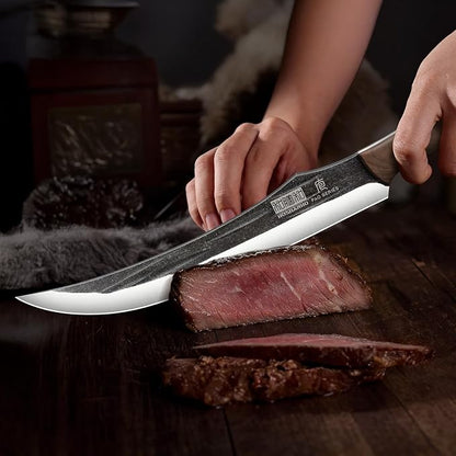 HOSHANHO Butcher Knife Set, 3-Piece Ultra Sharp Kitchen Knife Set, Hand Forged High Carbon Steel Meat Cleaver Knife & Slicing Knives & Boning Knives for Home & Camping & BBQ Gift with Men
