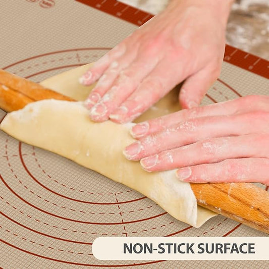 Pastry Mat, 0.7mm Extra Thick 28 x 20 Inches Large Non Stick Silicone Baking Pad, Pie Crust Rolling Supplies for Making Christmas Cookies Bread, Easy to Clean
